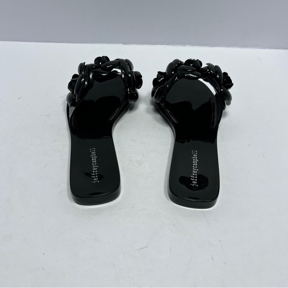 Jeffrey Campbell Fleuris Jelly Flip Flop Black Floral Thong Sandle Size 8 NWOT - Picture 5 of 8
